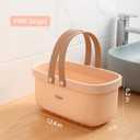 JiatuA Plastic Storage Basket with Handle Portable Shower Caddy Tote Organizer Basket Bin for Bathroom Kitchen Dorm Room Bedroom, Pink, Large