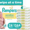 Pampers Sensitive Baby Wipes, Clinically Proven, Fragrance Free, Unscented, Water Based, Hypoallergenic, Multi-Use, 1344 Wipes Total
