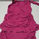 HESUUIO Women's Two Piece Skirt Set Summer High Waist Ruffle Y2K Mini Skirts Sleeveless Crop Tops Going Out Outfits (M, Purplish Red)