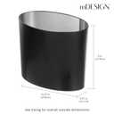 mDesign Metal Modern Oval Small 1.8 Gallon/ 6.9 Liter Trash Can, Wastebasket for Bathroom, Bedroom Holds Garbage, Waste, Paper, Recyclables - Mirri Collection - Black