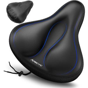 APECYC Bike Seat Cushion Gel Padded Saddle Cover for Men Women - Extra Padding Soft Comfort Bicycle Seat Cushion for Peloton, Stationary, Spin, Mountain, Road, Ebike (Large)