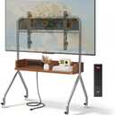Rolling TV Stand with Power Outlet & Wooden Shelf, Stainless Steel Mobile TV Carts for 32-75 Inch TVs up to 110 lbs,Height Adjustable Portable TV Stand with wheels and Pegboard Storage for Home Office