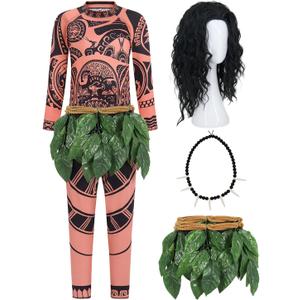 Halloween Costume Set for Ocean Costume Men Adult Costume with Printed Tattoos Belt with Artificial Leaves Cute Accessories for Halloween Costume Cosplay , RA065XL