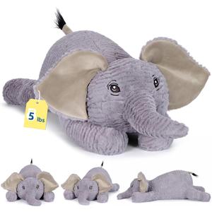 PEACH CAT 25.6 inch 5 lbs Elephant Weighted Stuffed Animals Realistic Elephant Plush Large Plushies Toys Body Pillow Gifts for Kids Adults