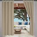 LORDTEX Indoor/Outdoor Curtains - Waterproof Tab Top Patio Curtains Sun Blocking Set of 2 Panels Thermal Insulated Curtain for Porch, Pergola, Cabana, Gazebo, 52 x 120 inch, Taupe