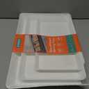 SpaceWhisper 3 Pack Serving Tray, White Rectangular Appetizer Platters for Party, Catering, Buffet, Large Reusable Serving Dishes for Snacks, Fruit, Dessert, 3 Size Set 16 * 11", 14 * 9", 12 * 7"