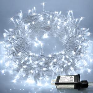 LED Christmas Lights Clear Wire, White Christmas String Lights for Tree, Christmas Tree Lights Indoor Outdoor Plug in for Party Wedding Christmas Decorations