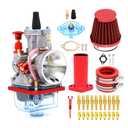 YWLUWEI PWK 30mm Carburetor Kit 100cc to 160cc 2T 4T Carburetor With Air Filter Intake Pipe Manifold Main Jets Idle Jets For Mini Bike Go Kart Parts Racing (Red, 30mm)