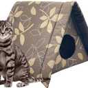 Fhiny Stray Cats Shelter, Waterproof Outdoor Cat House Foldable Warm Pet Cave for Winter Wild Animal Tent Bed Anti-Slip Kitten Cave for Feral Cat Dog Puppy Weatherproof (M, Brown)