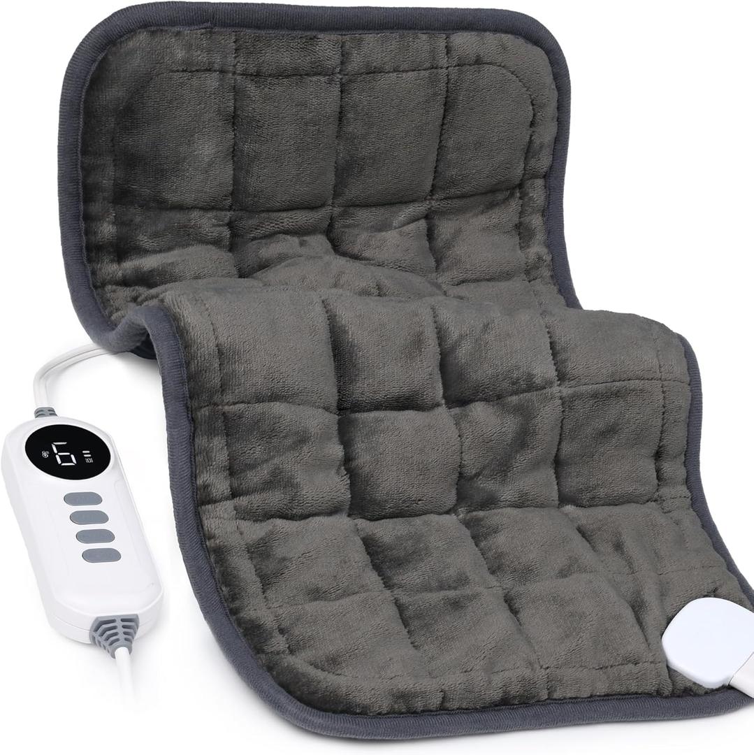 Heating Pad, Weighted Vibrating Massage Heating Pad with Heat Therapy - 6 Massage Modes & 3 Adjustable Heat Settings for Back/Shoulder Pain Relief, 12 x 24, Black