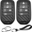 2 pcs Compatible with Honda Passport CR-V Accord Pilot Civic HR-V Insight Carbon Fiber Looks Key Fob Cover Case Key Chain Protector Keyless Remote Holder