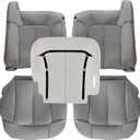 GXARTS Driver and Passenger Side Bottom and Top Lean Back Leather Seat Cover and Driver Foam Cushion Pewter Gray 922 Fit for Chevy Silverado Tahoe Suburban Yukon GMC Sierra 1500 2500 3500 1999-2002
