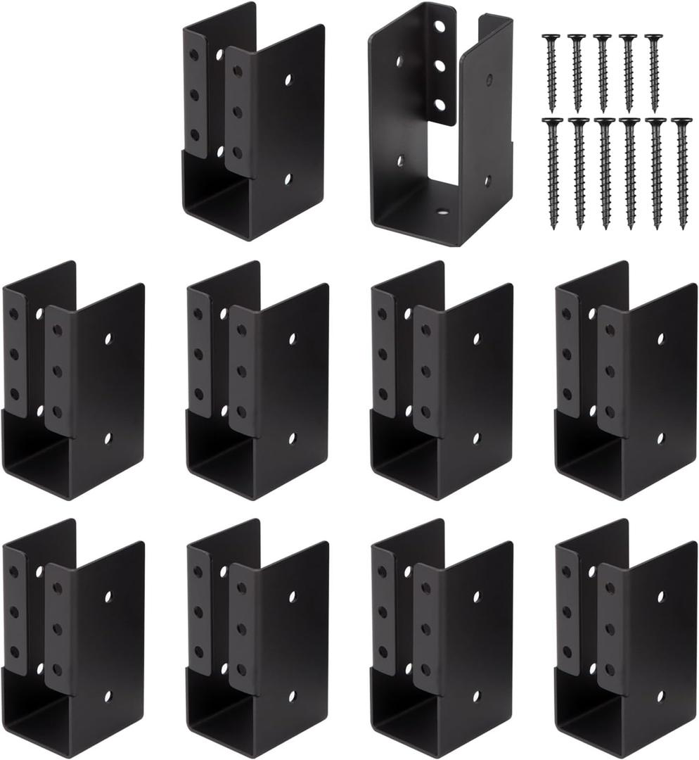 Concealed Joist Hangers, 10 Pcs 2"x4" Outdoor Trim Concealed Flanges with Screws,, for Beam,Swing, Handrail,Fence (10, 2"x4")