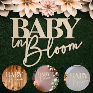 Baby In Bloom Wooden Signs Floral Gender Reveal Backdrop Party Photo Props