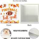 2 x Fall Wall Decor Football Wood Sign Rustic Autumn Decorations Farmhouse Home Table Desk Decor (5 x 5 Inches)