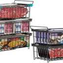 iSPECLE Freezer Organizer Bins - Fit 10 to 20 Cu.FT Deep Freezer, 5 Pack Large Expandable Stackable Chest Freezer Organizer Sort Frozen Food Easy to Get Food from Bottom Better Ventilation, Black
