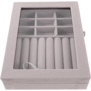 Alipis Box Transparent Ring Box Jewelry Display for Selling Jewelry Suitcase Necklace Organizer Velvet Necklace Display Ring Storage Jewelry Dish Miss Decorate Portable (Grey)