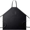 Bib Apron with Fixed Neck Strap and Utility Pocket  Full-Coverage Chef Apron for Kitchen, Restaurant & Caf (Black)