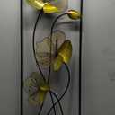 Deco 79 Metal Floral Home Wall Decor Wall Sculpture with Green and Orange Accents,Wall Art 14" x 4" x 36", Black
