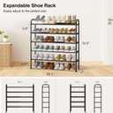 STO STO Expandable Shoe Rack, 5-Tier Metal Shoe Rack for Closet, Up to 24 Pairs Adjustable Shoe Rack Storage for Front Door Entrance, Free Standing Shoe Rack Organizer for Entryway, Black