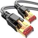 Ltemziiy Cat 8 Ethernet Cable 8 ft, 40Gbps 2000Mhz High Speed Gigabit LAN Internet Cables,RJ45 Patch Cord Braided Round S/FTP Network Cable,for Smart Home,Office,Gaming,Modem, Router