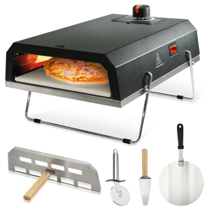 AJinTeby Outdoor Gas Pizza Oven, Portable Propane Pizza Maker with Stone Baffle Door Peel and Cutter Gas Cooker, Pizza Grilling Stove for Outdoor Indoor Kitchen, Black AJinTeby Outdoor Gas Pizza Oven, Portable Propane Pizza Maker with Stone Baffle Door Peel and Cutter Gas Cooker, Pizza Grilling Stove for Outdoor Indoor Kitchen, Black