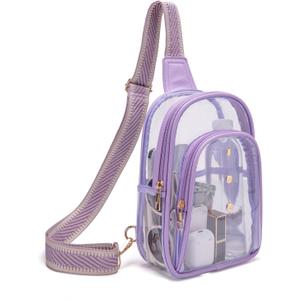 Clear Sling Bag for Stadium Events, Crossbody Bag for Women - Stadium Approved (Purple)