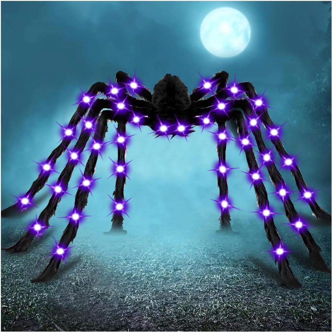 78" Jumbo Halloween Light up Spider Scary Giant Spider for Indoor Outdoor Halloween Spider Decorations Party Favor Yard Home House Dcor Multicolor