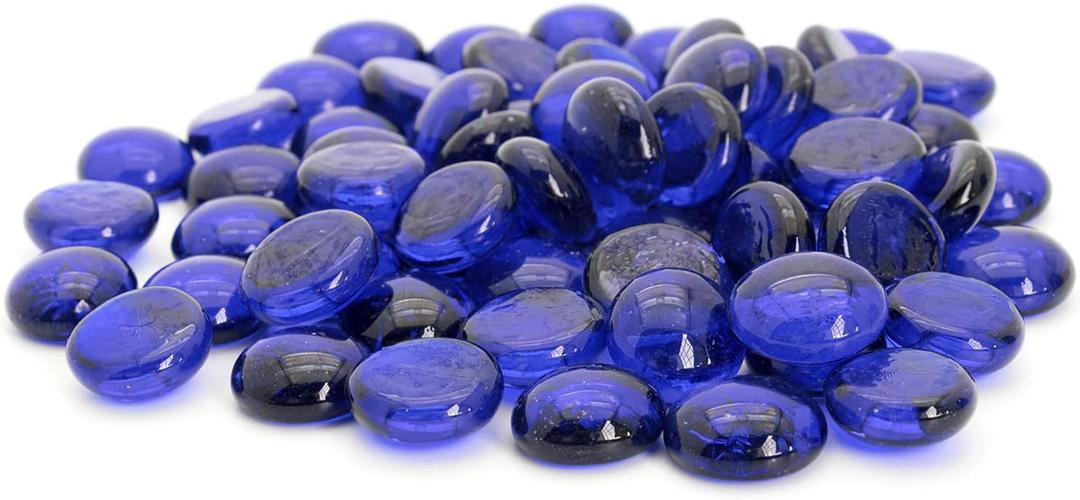 Royal Imports Glass Flat Marbles Stones Rocks, Party Table Scatter, Wedding Centerpieces Decor, Aquarium Pebbles, Vase Filler Gems, 5 LBS (Approx 500 pcs), Blue