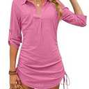 ANRABESS Womens Bathing Suit Cover Ups Swimsuit Beach Coverup Hollow Out Swimwear 2026 Summer Outfits Bikini Dress Shirt Hot Pink Small