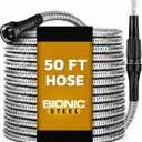 BIONIC STEEL 50 Ft Metal Garden Hose with Sprayer Nozzle, Non Kinking Designed Stainless Steel Heavy Duty Water Hose 50Ft x 5/8 in. Ultra Flexible NON Expandable for Uninterrupted Water Flow, 500 PSI