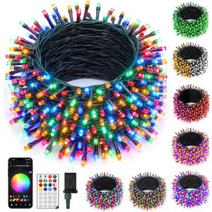 Minetom 198ft 600LED Smart Color Changing Christmas Halloween Tree Lights | LED RGB Outdoor String Twinkle Lights, 16 Million Adjustable Colors Smart Fairy Lights with App & Timer for Xmas Tree Party