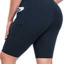 Womens Plus Size 10" Biker Shorts with Pockets, L-6XL High Waist Tummy Control Knee Length Butter Soft Athletic Workout Shorts L