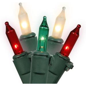 NorthLight Red Clear Frosted And Green Mini Christmas Lights44; Green Wire44; Set Of 100