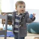 Baby Boy's Girls Kids Hooded Fleece Coat Winter Outwear (Brown)