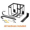 ORLESS Ironing Board Hanger Metal Wall Mount Iron and Ironing Board Holder, Laundry Room Decor and Storage with Large Storage Black Wooden Base Basket