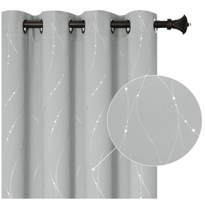 BUHUA Beige Blackout Curtain Panels, 84 Inches Long, Set of 2 - Thermal Insulated Curtains, Light Blocking Curtains with Floral Pattern (52 x 84 Inch Length, Beige, 2 Panels)