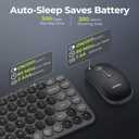 seenda Bluetooth Wireless Keyboard and Mouse Combo, COE203 Quiet Round Keycaps, 3-Device Multi-Connection, Bluetooth & 2.4G USB Receiver, Wide Compatibility with iPad/Tablet/Laptop/Mac/Windows, Black