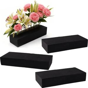 4 Piece Reusable Floral Foam Blocks black, 11.8 x 4.7 x 2 Inch, Water Resistant, for Artificial Flower Arrangements, Outdoor Planters, Wedding Decor (4, 11.8 x 4.7 x 2)