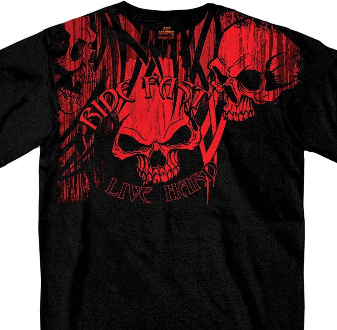 Hot Leathers Black Over The Top Skull Short Sleeve Tee (Medium)