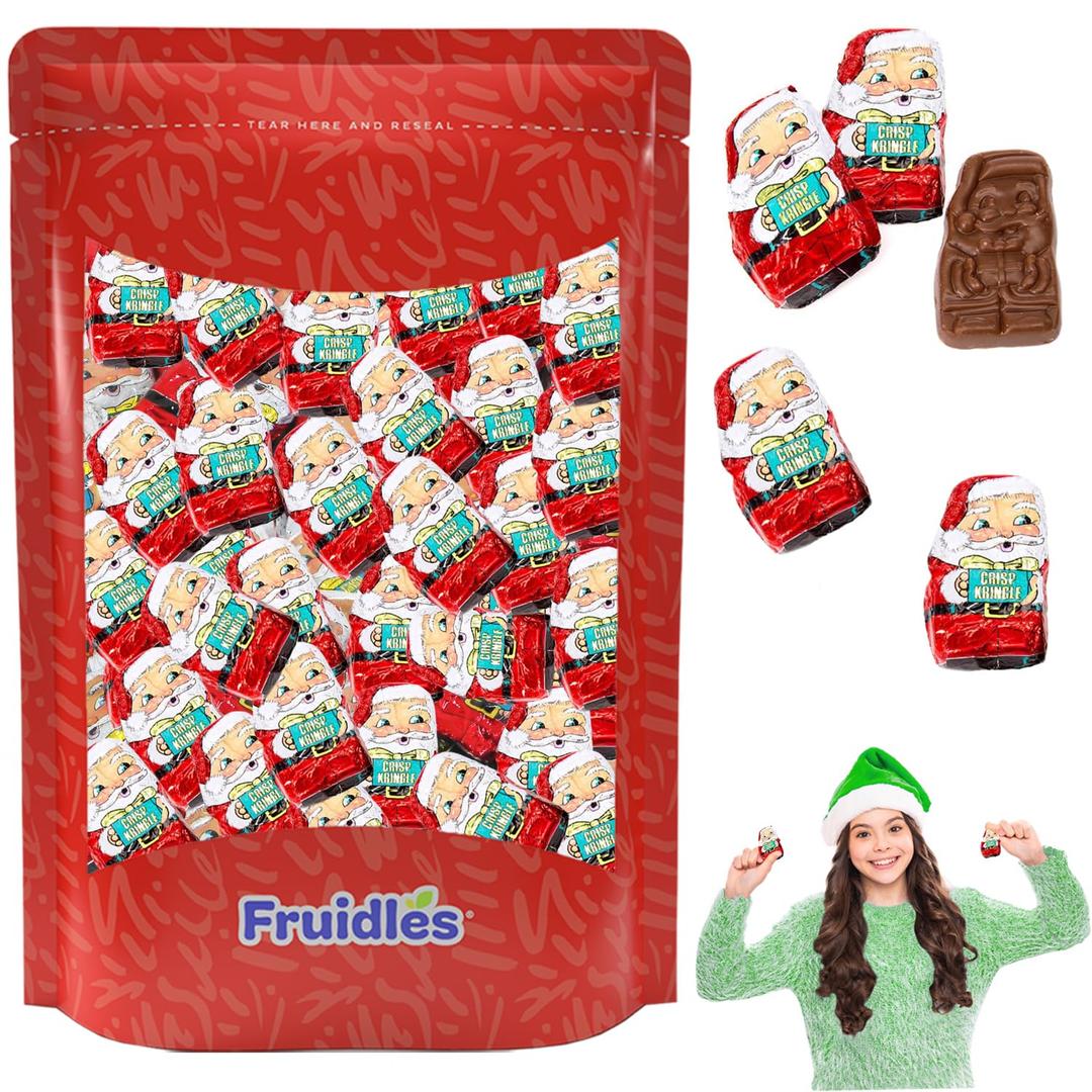 Fruidles Christmas Milk Caramel Chocolate Kringles Party Bag Fillers, Individually Wrapped Foils, Kosher Certified (1 Pound)