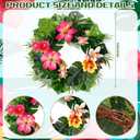 Cinnvoice Hawaiian Leis Flower Wreath Decoration Tropical Wreaths for Front Door Hawaiian Door Hanging Decor Summer Tropical Floral Wall Decor for Indoor Outdoor Decoration