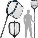 PLUSINNO Floating Fishing Net with Telescoping Handle, Carbon Fiber Ultralight Long Fish Net, Collapsible Landing Net 6.56/7.86Ft, Fishing Gear Kayak Accessories for Bass Trout Salmon (7.86 FT / 2.4M Full Length)
