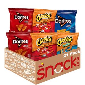Frito-Lay Doritos & Cheetos Mix Variety Pack, Single Serve Snack Bags (Pack of 21) BBD: 08-01-26
