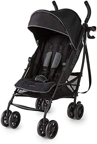 Summer Infant 3Dlite+ Convenience Stroller, Lightweight Umbrella Stroller with Oversized Canopy, Extra-Large Storage and Compact Fold, Black