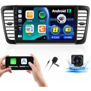 SIXTOP [8-Core 4+64G] Android Car Stereo for Subaru Legacy Outback 2003-2009 with Apple Carplay Android Auto 59 Theme 9 inch Touchscreen Bluetooth 5.0 FM/RDS Network Radio DSP 32EQ AI Voice GPS