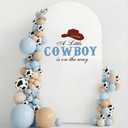 HunnmingRe A Little Cowboy is on the Way Shower Arch Backdrop Cover 6.6 ft Cowboy Spandex Stretchy Romantic Arch Cover Backdrop Decor for Western Rodeo Gender Reveal Birthday Party Decor (Blue)