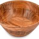 EDHAS Salad Bowl Acacia Wood Large Serving for Fruits, Salads, Rice, Dip, Nuts, Snacks Wooden Bowls for Dcor (9" X 9" X 4")