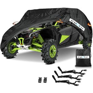 UTV Cover Waterproof, Heavy Duty Waterproof Ranger Cover Sun Rain Dust Proof Outdoor Storage All-Weather Protection UTV Cove Black 430 * 150 * 170 cm