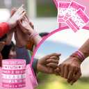 2 x 30 Sets/ 60 Pcs Breast Cancer Awareness Bracelets with Pink Ribbon Cards, Include 30 Silicone Wristbands 30 Pink Ribbon Awareness Cards for Charity Breast Cancer Party Supplies (Pink)